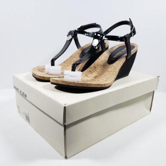 Anne Klein Shoes - Anne Klein Women's Italia Wedge Sandal - Black 9M